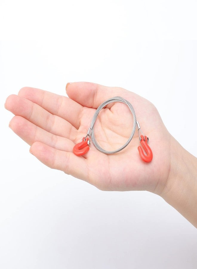 Rchobbytop RC Trailer Hooks 2-Pack Metal Trailer Chain Rope with Tow Hook Winch Shackles for Axial SCX10 Tamiya CC01 TF2 D90 D110 HILUX Wraith Tundra 1/10 RC Rock Crawler Truck Scale Decor Accessories, Red - Image 4